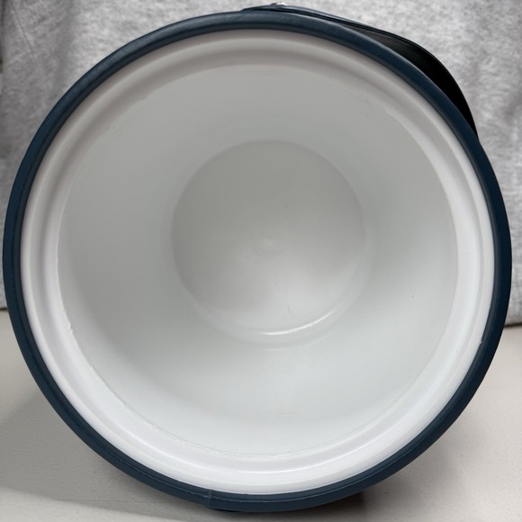 Vintage Georges Briard Ice Bucket Blue Floral Vinyl Handle with Lid Summer Party - Picture 9 of 11